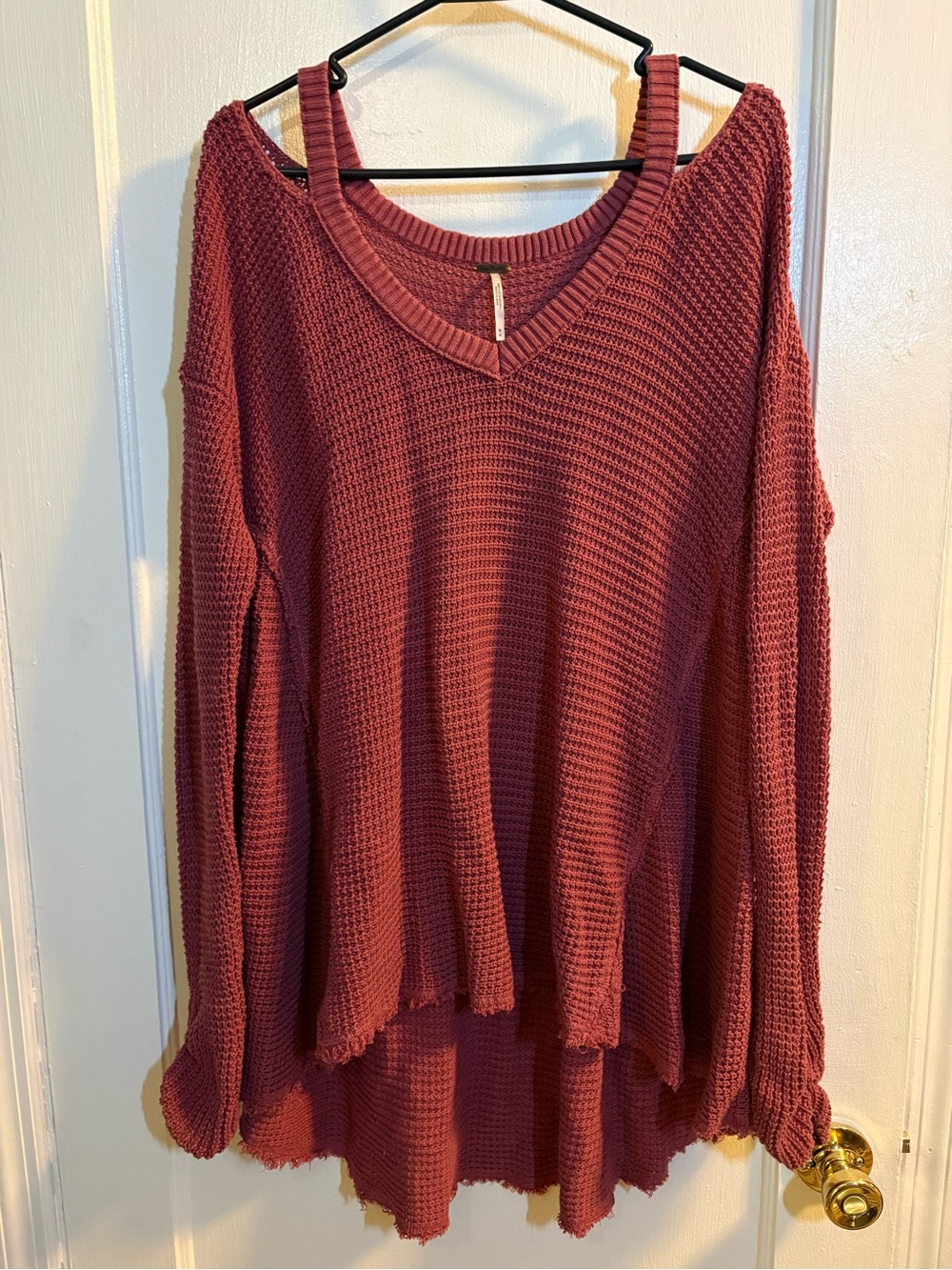 Free People Women’s Waffle-Knit Cold Shoulder Sweater - Dusty Rose